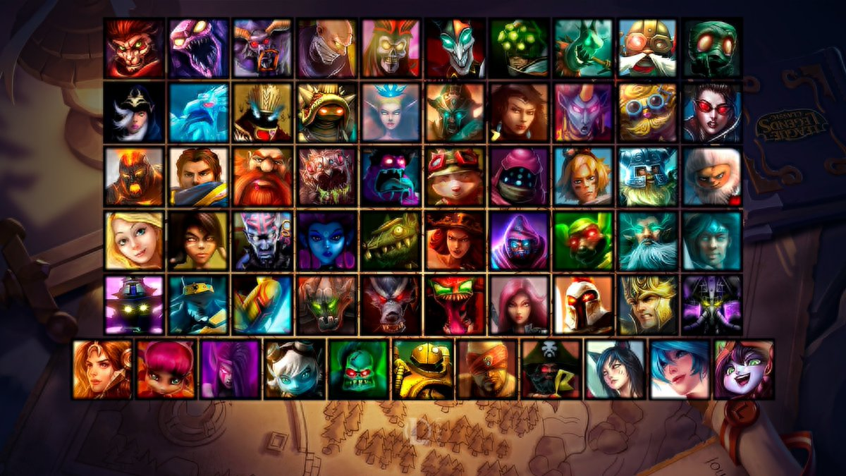 經典模式包含的 60 位英雄,如圖所示(圖片來源:League of Legends Leaks & News)