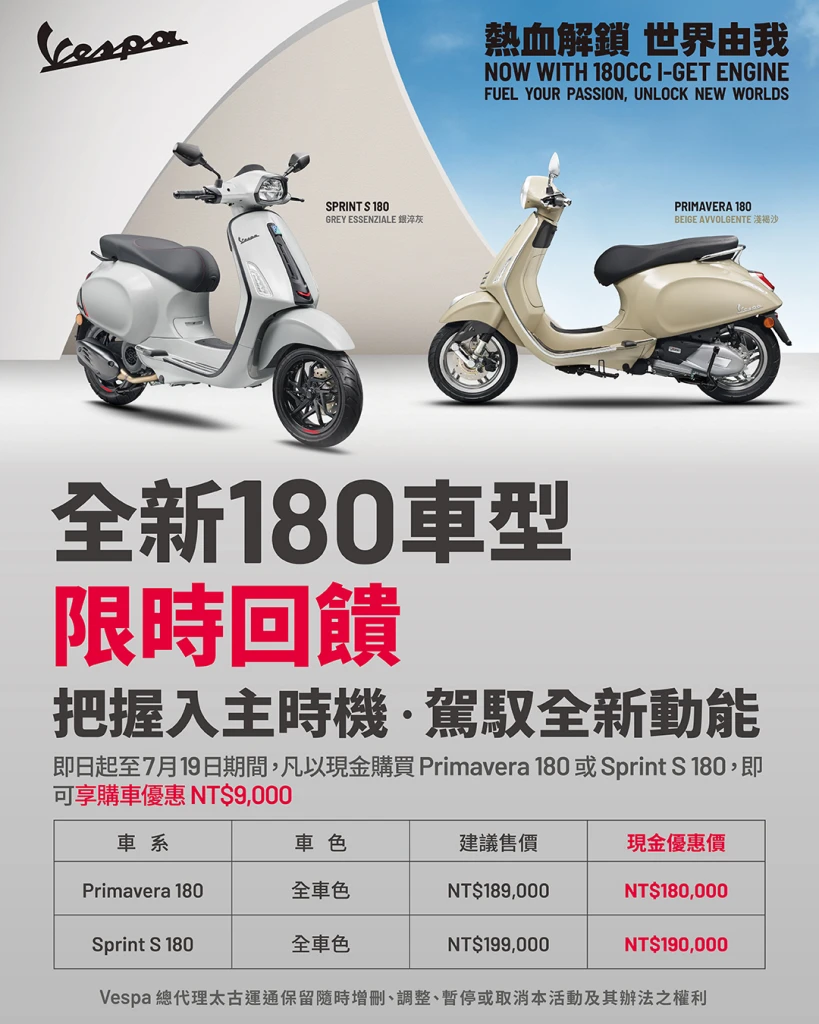 2026 國際重機展限時回饋:全新 180 車型優惠即日開跑