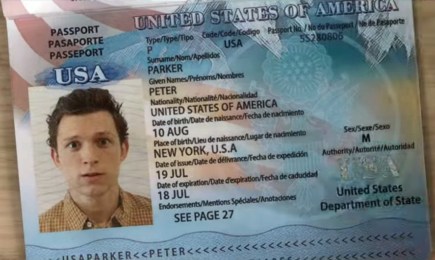 MCU 版彼得·帕克護照