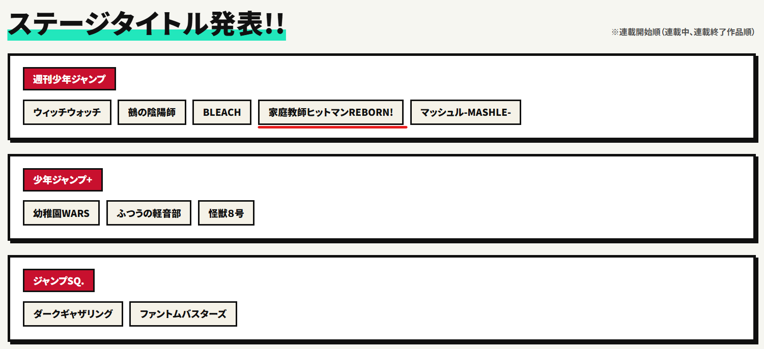 《家庭教師HITMAN REBORN!》確定登上 Jump Festa 2027!